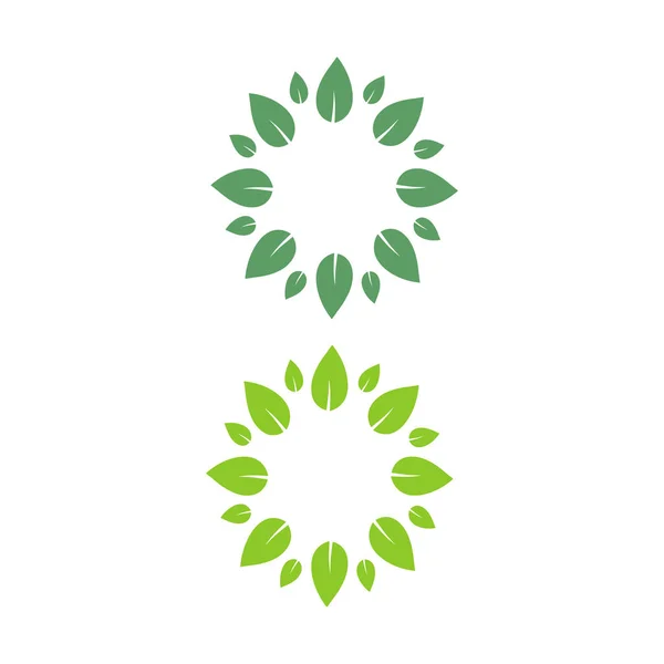 Folhas Verdes Sinal Símbolo Logotipo Isolado Branco — Vetor de Stock