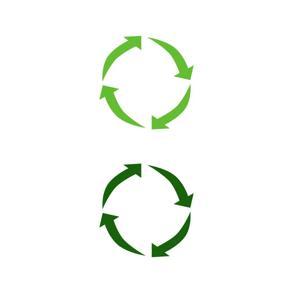 Reciclar Green Arrows Set Aislado Blanco — Vector de stock