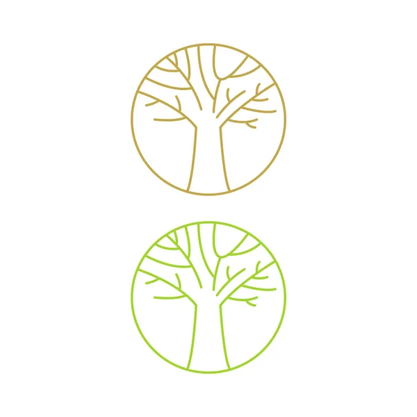 白い丸印 シンボル ロゴの木 — ストックベクタ