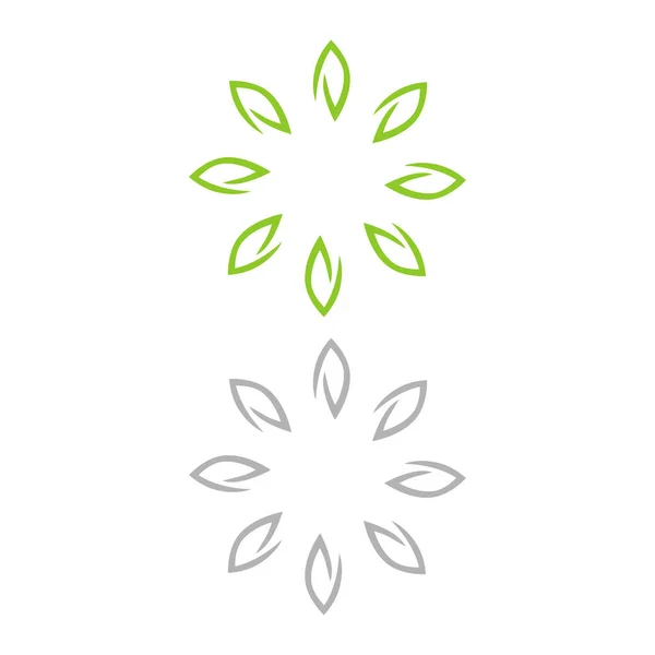 Hojas Verdes Conjunto Signo Símbolo Logotipo Aislado Blanco — Vector de stock