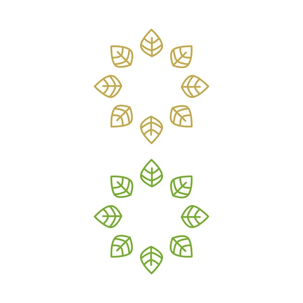 Naturliga Gröna Blad Tecken Symbol Logotyp Isolerad Vit — Stock vektor