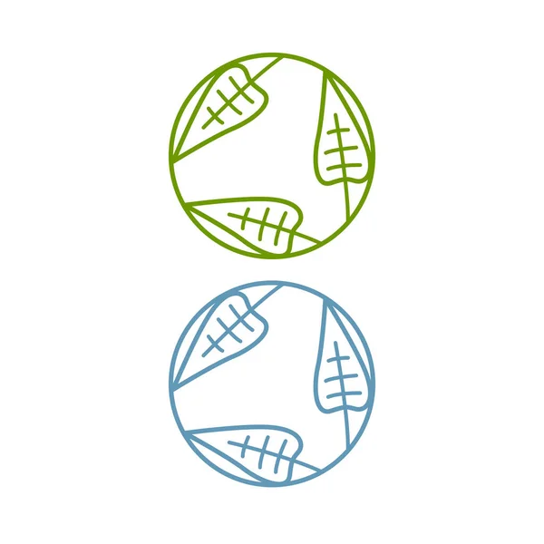 Naturliga Blad Tecken Symbol Konst Logotyp Isolerad Vitt — Stock vektor