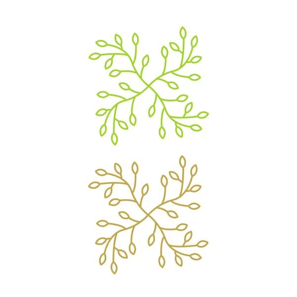 Gröna Blad Gren Naturlig Symbol Logotyp Isolerad Vit — Stock vektor