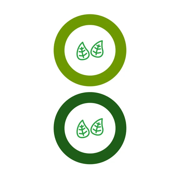 Green Leaves Circle Logo Isolato Bianco — Vettoriale Stock