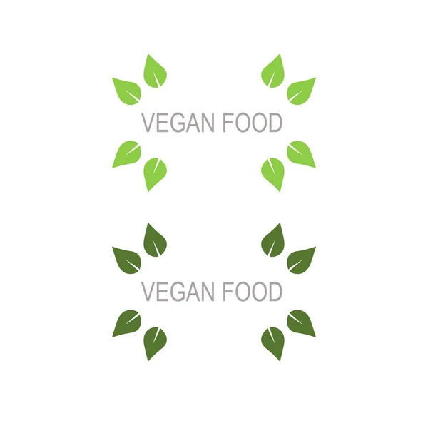 Vegetarisch Voedselteken Symbol Green Leaves Isolated White — Stockvector