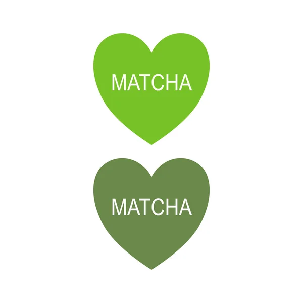 Matcha Green Hearts Izolowane Białym — Wektor stockowy