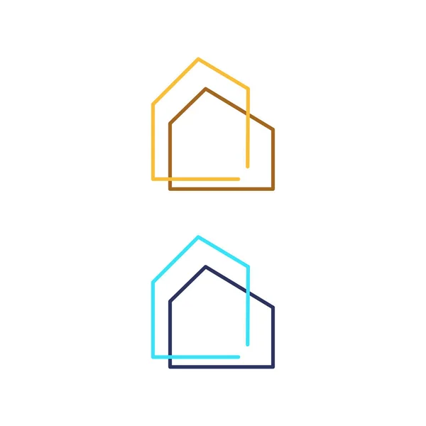 Houses Architecture Simple Logo Set Isoled White — Stock Vector
