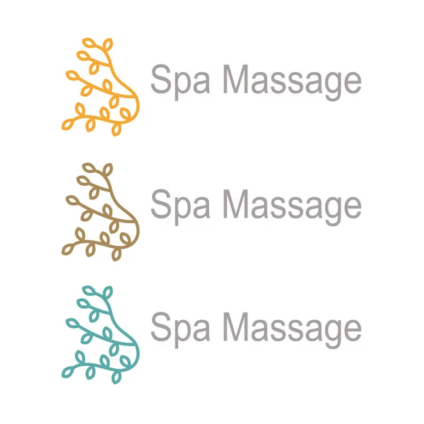 Spa Massage Leaves Logo Isolated White — Stock Vector