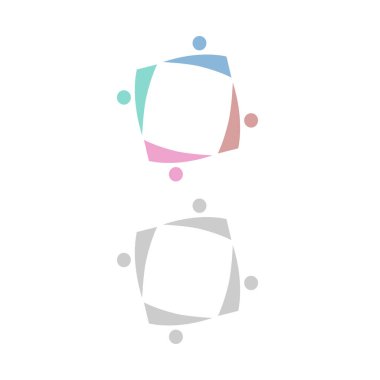 COLORFUL TEAMWORK LOGO, SIGN, SYMBOL ISOLATED ON WHITE