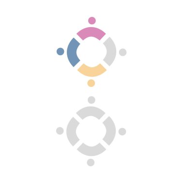 COLORFUL TEAMWORK LOGO, SIGN, SYMBOL ISOLATED ON WHITE