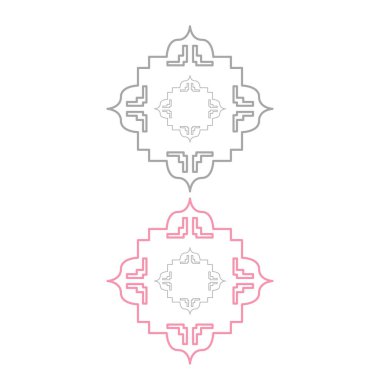 Luxury Design Ornament Grey, Pink isolated On White