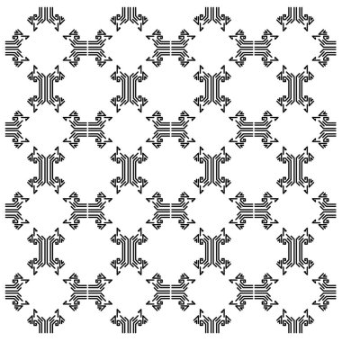 Ornamental Aztecs Pattern Black White