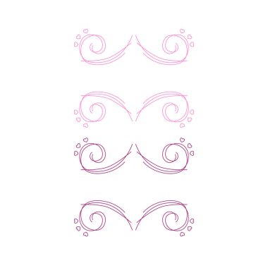 Wedding Simple Ornamental Borders Set isolated on White