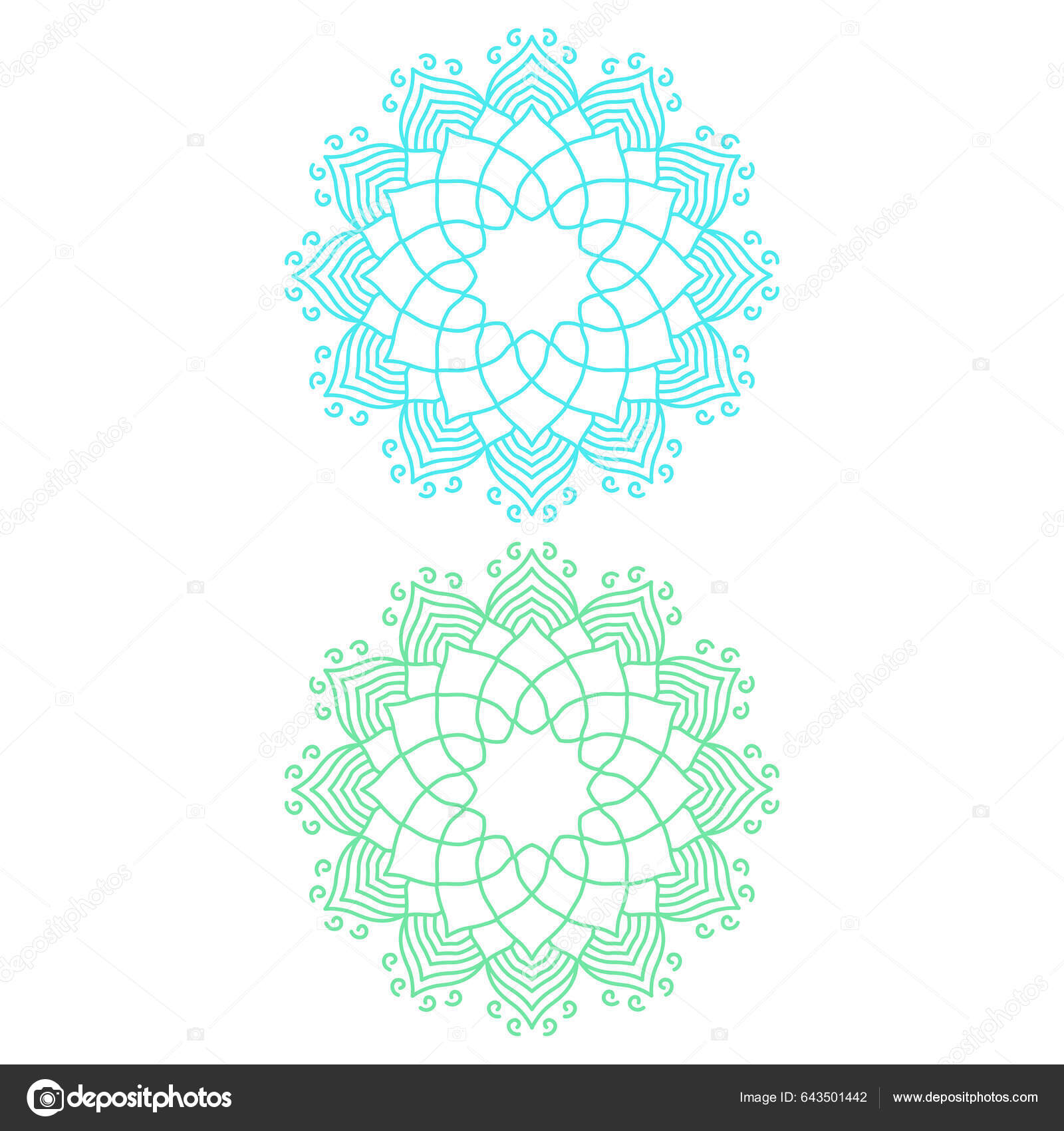 Blue Green Mandala Set Isolated White Stock Vector by ©BEEANDGLOW 643501442