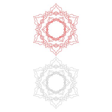 Red Silver Mandala Set isolated on White