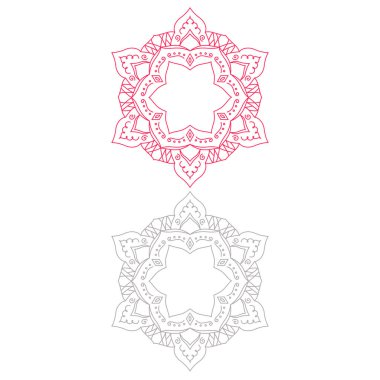 Creative Red Silver Mandalas Set isolated on White