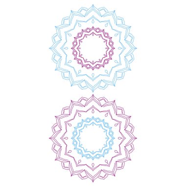 Lüks Renkli Mandala İşaret Simgesi Logosu Beyaz (Vektör )