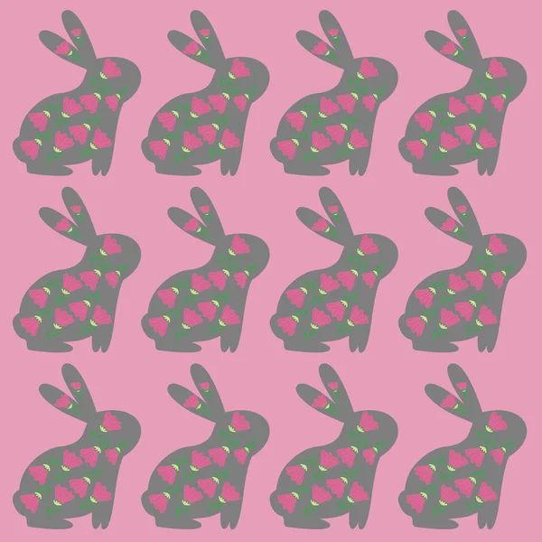 Spring Bunnies Colorful Background Pattern Texture — Stock Vector