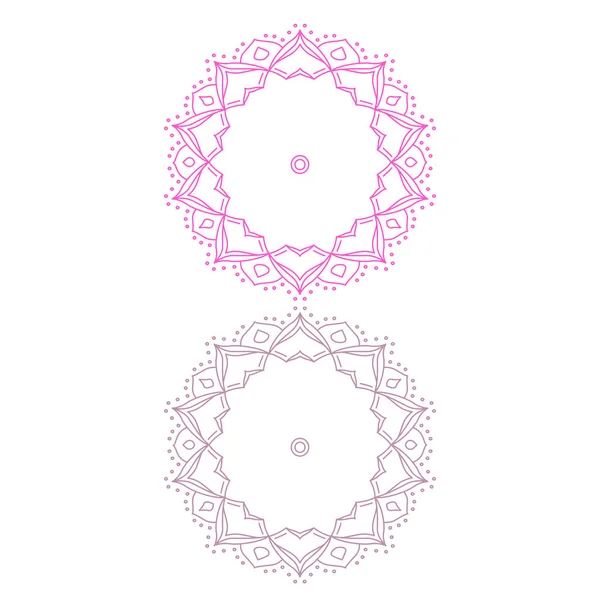 Süslü Mandala Set Pembe Mor Beyaz üzerine izole