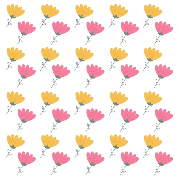 Άνοιξη Πολύχρωμα Απλά Λουλούδια Υφή Φόντο Μοτίβο — Διανυσματικό Αρχείο
