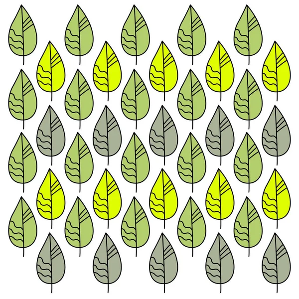Einfache Frühlingsblätter Auf Weißem Vektor Hintergrund Muster Textur — Stockvektor