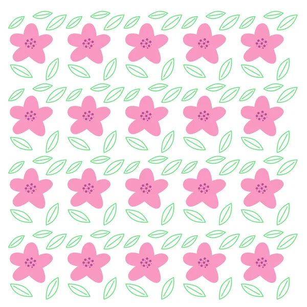 Simple Blommor Grafisk Textur Pattern Bakgrund Green Pink — Stock vektor