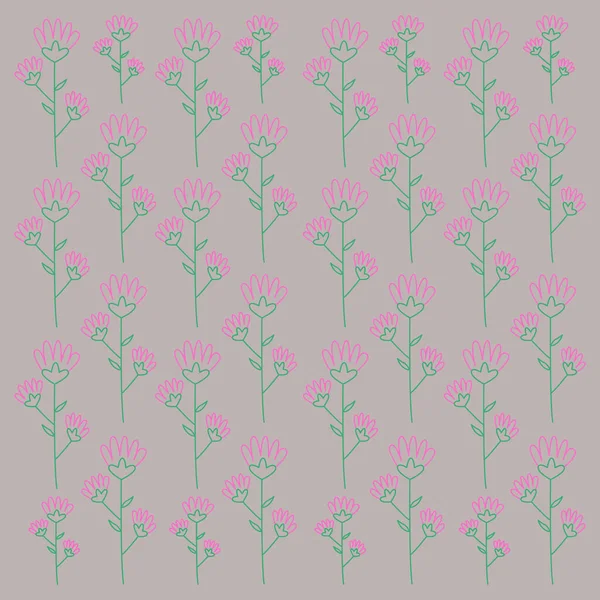 Retro Bunte Frühlingsblumen Patten Textur Hintergrund — Stockvektor