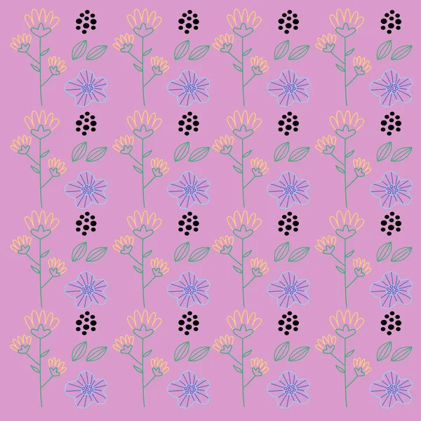 Retro Bunte Frühlingsblumen Patten Textur Hintergrund — Stockvektor