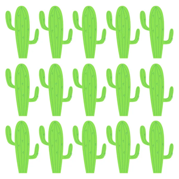 Green Cacktus Plants Muster Textur Hintergrund Auf Weiß — Stockvektor