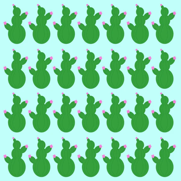緑のサボテンの植物パターン テクスチャ 白の背景 — ストックベクタ