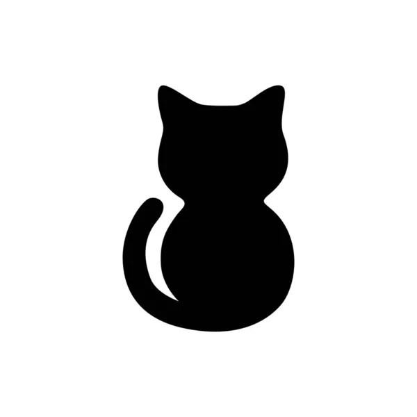 Czarny Kot Sylwetka White Vector Art — Wektor stockowy