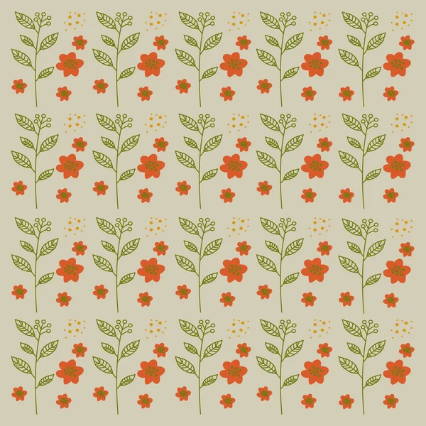 Retro Colorful Spring Herbs Patten Texture Background — Stock Vector