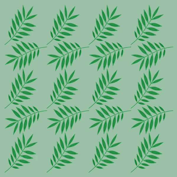 Exotic Green Leaves Pattern Texture Background — Stock Vector