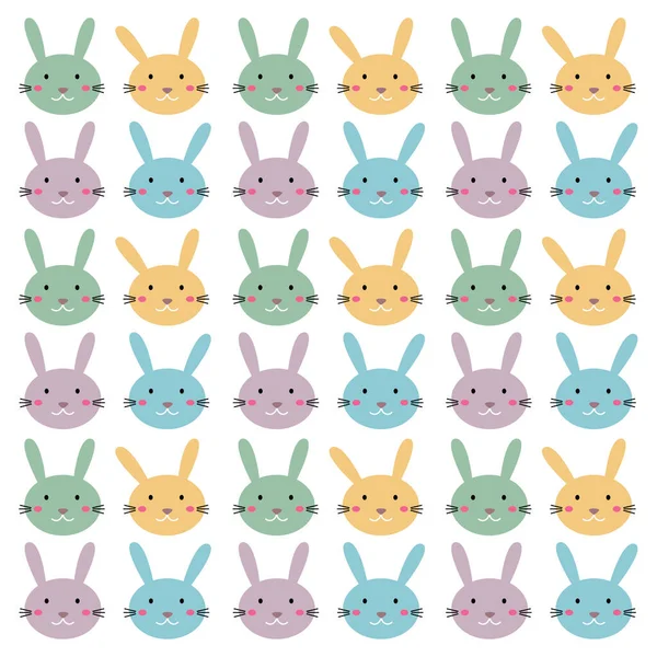 Cute Colorful Bunnies Pink Spring Pattern Texture Background — Stock Vector