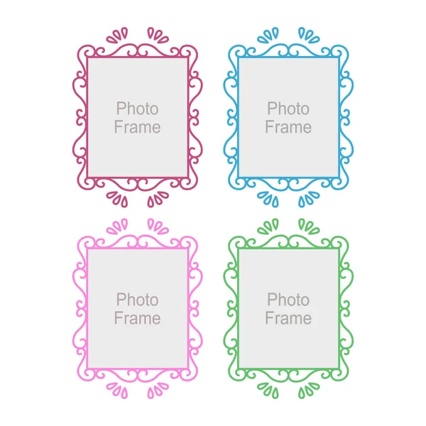 Ornamental Colorful Blank Photo Frames Vector Isolated White — Stock Vector