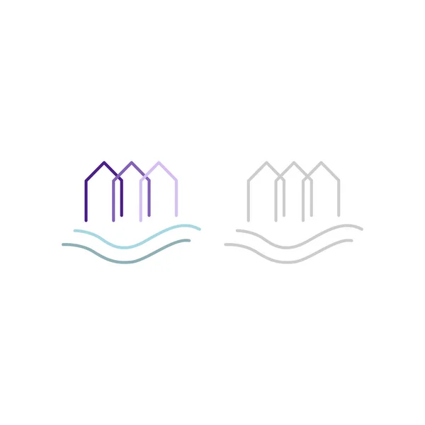 Projekt Architektura Domów Nad Jeziorem Logo Odizolowane Białym — Wektor stockowy
