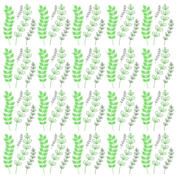 绿手绘天然草叶 — 图库矢量图片