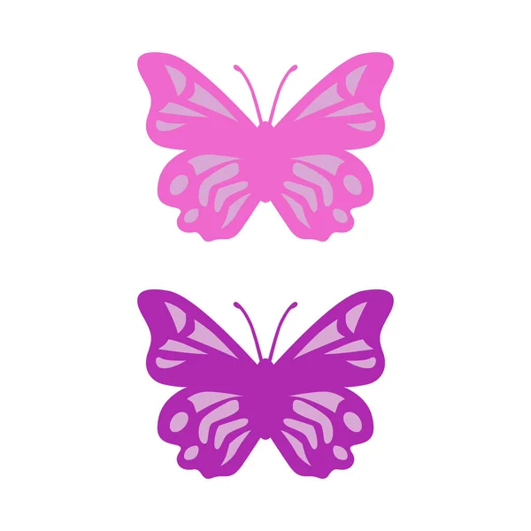 Illustration Vectorielle Papillons Violets Roses Isolés Sur Blanc — Image vectorielle