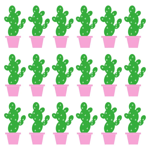 Söta Gröna Kaktusar Färgglada Krukor Mönster Textur — Stock vektor