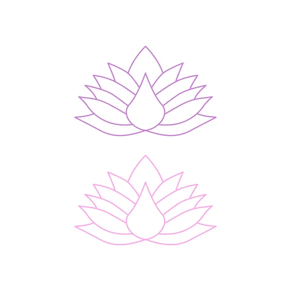 Wellness Lotuses Purple Pink Set Isolated White — Stock Vector