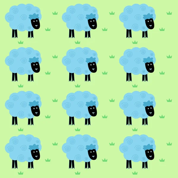 Cute Spring Sheeps Kids Pattern Background Texture — 스톡 벡터