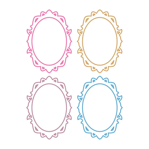 Ornamental Photo Frames Kleurrijke Set Geïsoleerd Wit — Stockvector