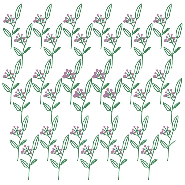 Botanische Vintage Blumen Auf Weißem Muster Textur Hintergrund — Stockvektor