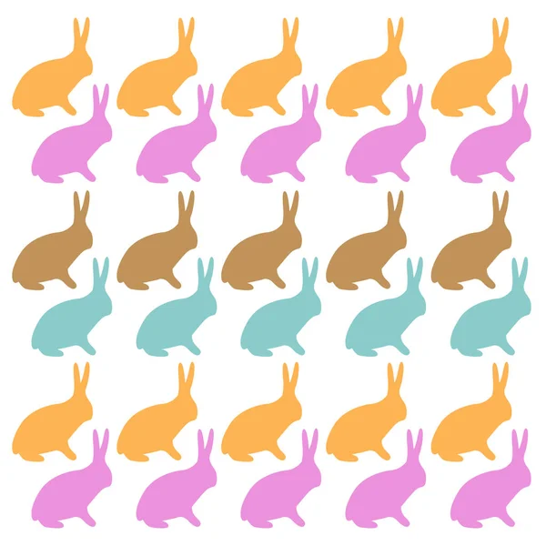 Niedliche Bunte Hasen Auf Weißem Muster Textur Hintergrund — Stockvektor