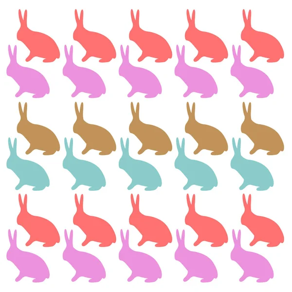 Cute Colorful Bunnies White Pattern Texture Background — Stock Vector