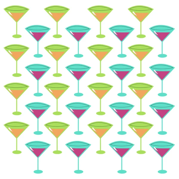 Vintage Summer Party Напитки Коктейли Шаблон Текстура Фон — стоковый вектор