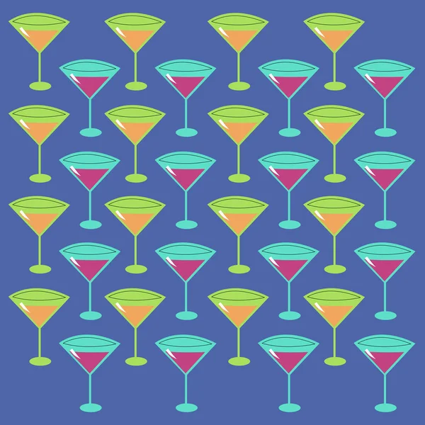 Vintage Summer Party Bevande Cocktail Pattern Texture Sfondo — Vettoriale Stock