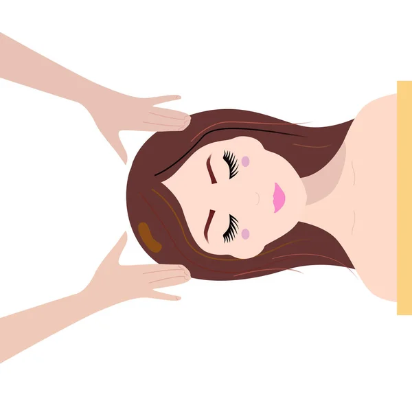 Kvinna Som Får Huvud Massage Vektor Illustration Isolerad Vitt — Stock vektor