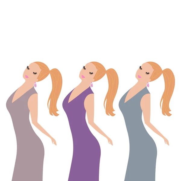 Рыжие Волосы Женщины Вариантах Цвета Коричневый Фиолетовый Серый Изолированы Белый — стоковый вектор