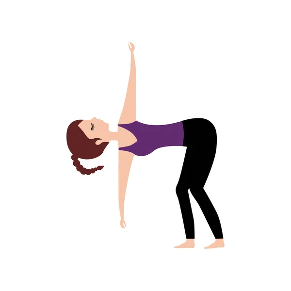 Perempuan Latihan Yoga Asana Vector Illustration - Stok Vektor